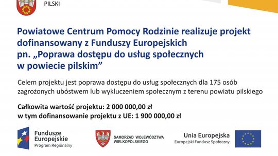 POWIATOWE CENTRUM POMOCY RODZINIE W PILE OTRZYMAŁO PRAWIE DWA MILIONY ZŁOTYCH!