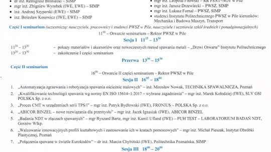 SPAWANIE METALI - IX Seminarium w PWSZ