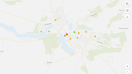 ZŁOTÓW. Zła jakość powietrza przy Kościuszki, dobra przy al. Piasta