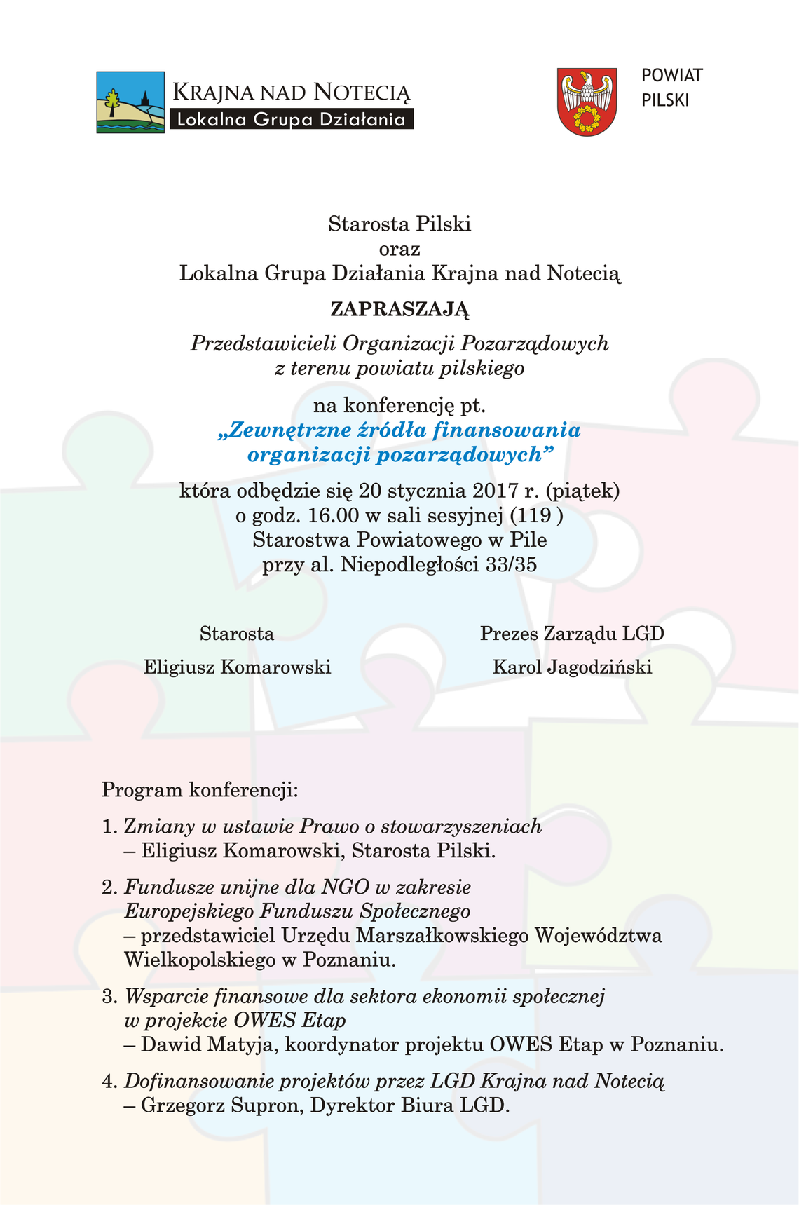 Zapraszamy na konferencję „Zewnętrzne źródła finansowania organizacji pozarządowych”. 