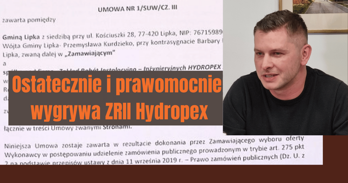 ZRII Hydropex ostatecznie wygrywa przetarg na budowę sieci wodociągowej w Gminie Lipka