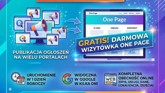 Reklama Twojej firmy + darmowa strona internetowa ONE PAGE/ Wystawianie ogłoszeń
