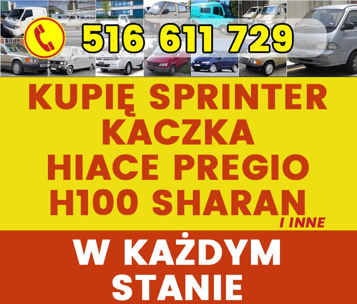 Skup Sprinter Kaczka Hiace Pregio H100 Vario Hilux w124 Sharan 24/H GOTÓWKA