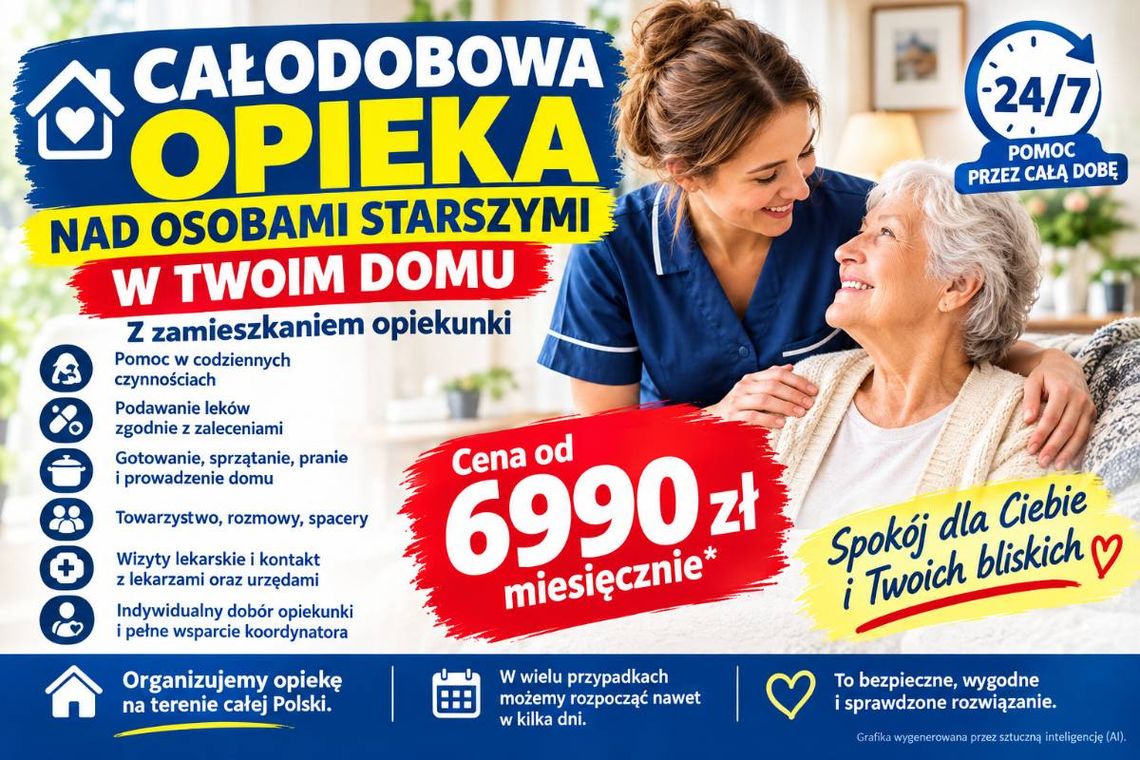Rodzic potrzebuje stałej opieki? Zamieszkanie opiekuna - od 6990 zł miesięcznie Rodzic potrzebuje stałej opieki? Zamieszkanie opiekuna - od 6990 zł miesięcznie