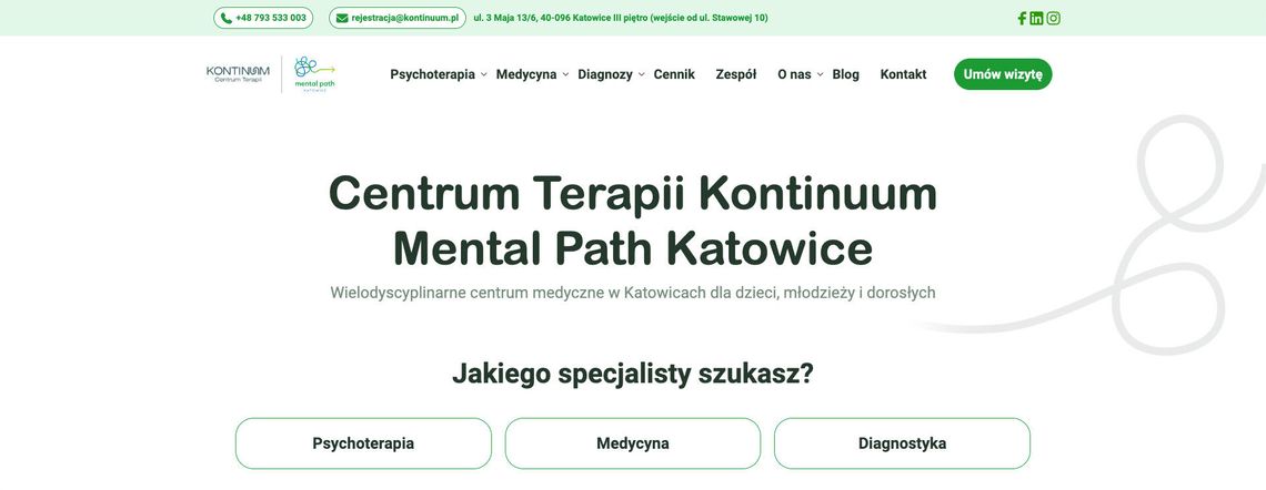 Centrum Terapii Kontinuum - terapia dzieci, młodzieży, dorosłych; psychiatra, neurolog dziecięcy Centrum Terapii Kontinuum - terapia dzieci, młodzieży, dorosłych; psychiatra, neurolog dziecięcy